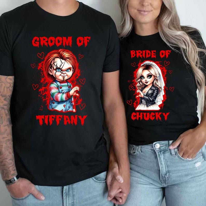 Couple Halloween Shirt, ChuckyxTiffany Shirt, Cute Couple Shirt, Horror Characters Shirt Hoodie Sweatshirt