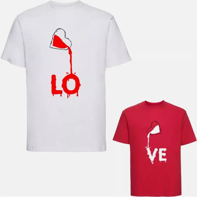 Couples Matching LOVE T-Shirt Heart Love Valentine's Day Lovers Unisex Tee Top Hoodie, Sweatshirt | PrintMintTees.com