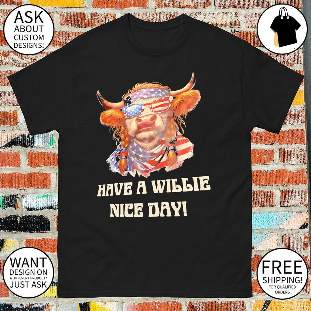 Cow America have a willie nice day American flag 4th of July shirt