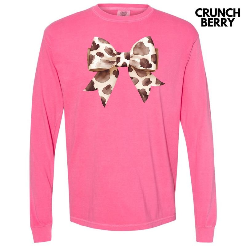 Cow Print Bow Long Sleeve Comfort Colors T-Shirt 'NLB' Hoodie Sweatshirt | PrintMintTees.com