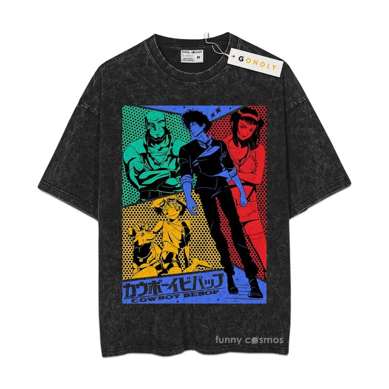 Cowboy Bebop Sweatshirt, Anime Sweatshirt Vintage Sweater Mineral Wash TShirt Sweatshirt Hoodie | PrintMintTees.com