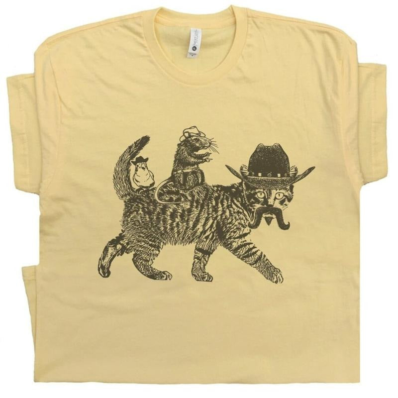 Cowboy Cat  Shirt Meowdy Shirt Funny Cat Shirt Cotton Menswear Hoodie Sweatshirt | PrintMintTees.com