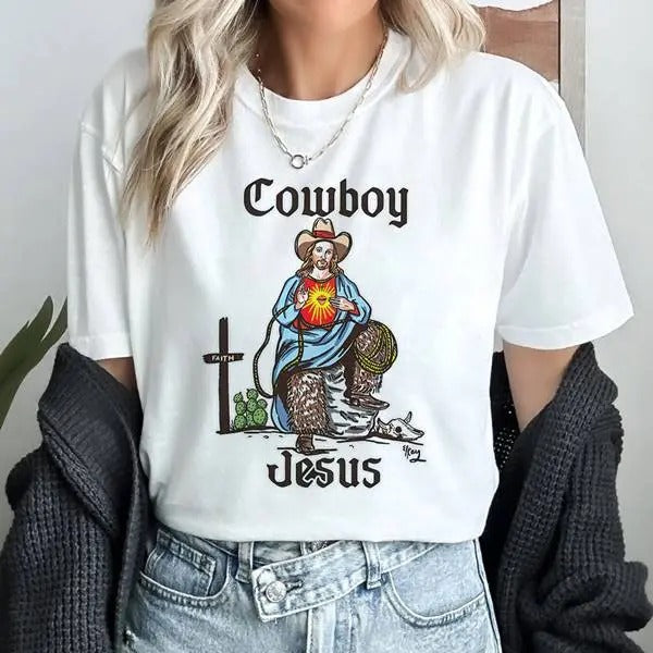 Cowboy Jesus Religious Christian Shirt Bible Verse shirt Religious Shirt, Jesus Shirt Christian Gift Hoodie Sweatshirt