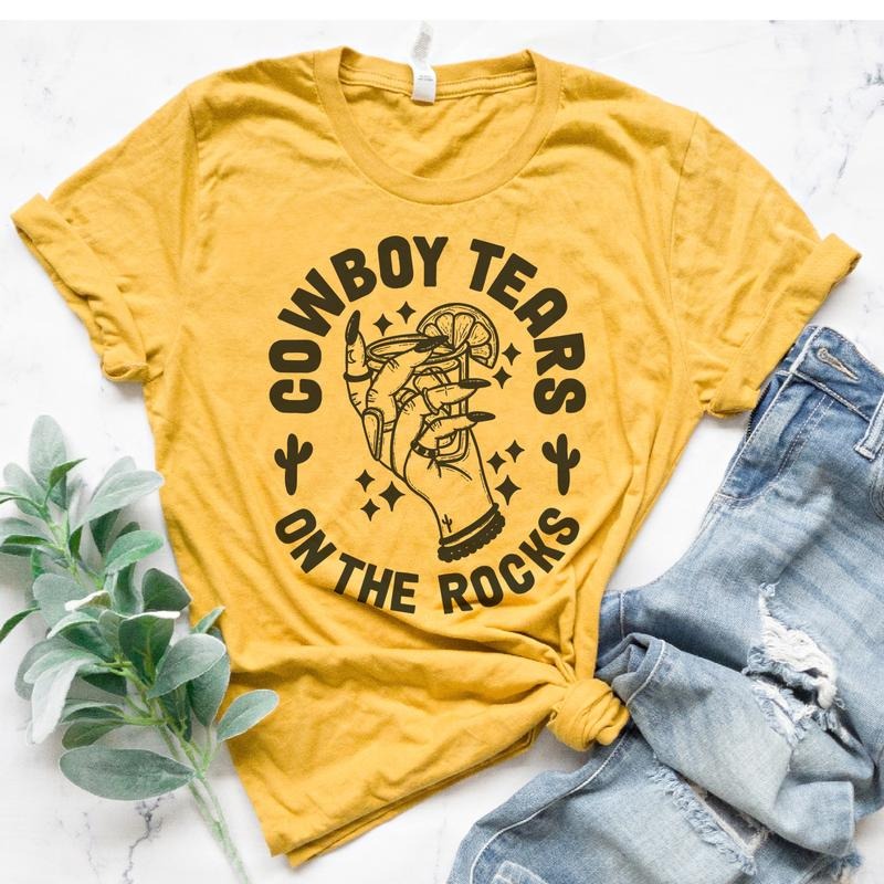 Cowboy Tears T-Shirt Country Southern Tshirt South Western Tee Soft Print Shirt Cowboy Tears Tshirt Cowgirl Country...