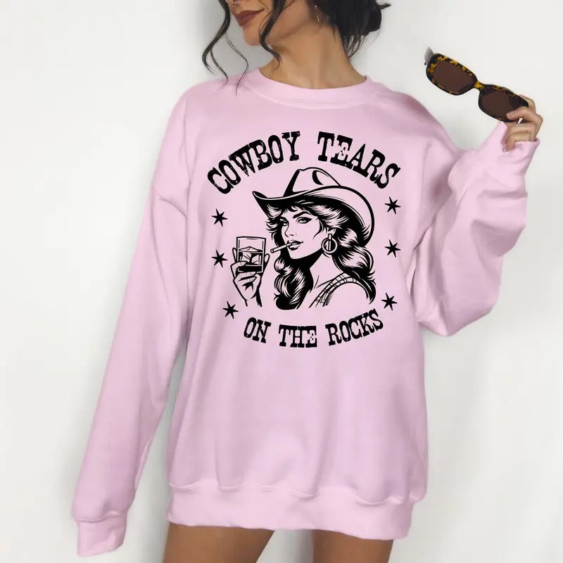 Cowboy Tears Rocks Print Is Sublimation Funny Funny Relaxed Fit Casual T-Shirts, Hoodie, Sweatshirt