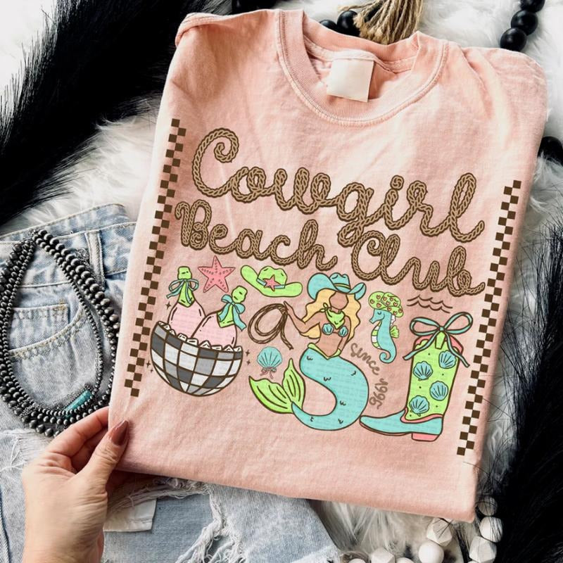 Cowgirl Beach Club Collage Tee, vintage crewneck sweatshirts,western outfits women, cowgirl outfits, western clothing...