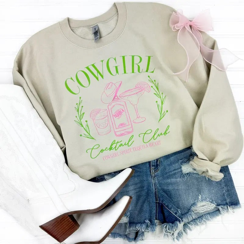 Cowgirl Cocktails Gildan Sweatshirt Shirt Hoodie | PrintMintTees.com