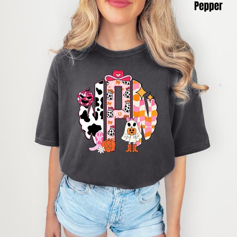 Cowgirl Halloween Monogram Comfort Colors 'NLB' T-Shirts, Hoodie, Sweatshirt