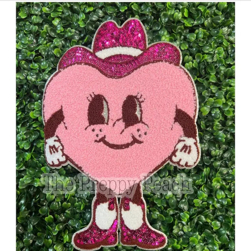 Cowgirl Heart Valentine Chenille Patch | Chenille Sequin Patch | T Shirt Patch | Iron On Patch Hoodie Sweatshirt