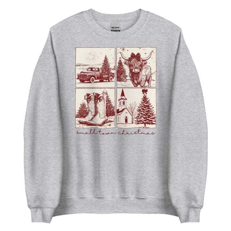 Cowgirl Smalltown Graphic Crewneck Sweatshirt Shirt Hoodie | PrintMintTees.com