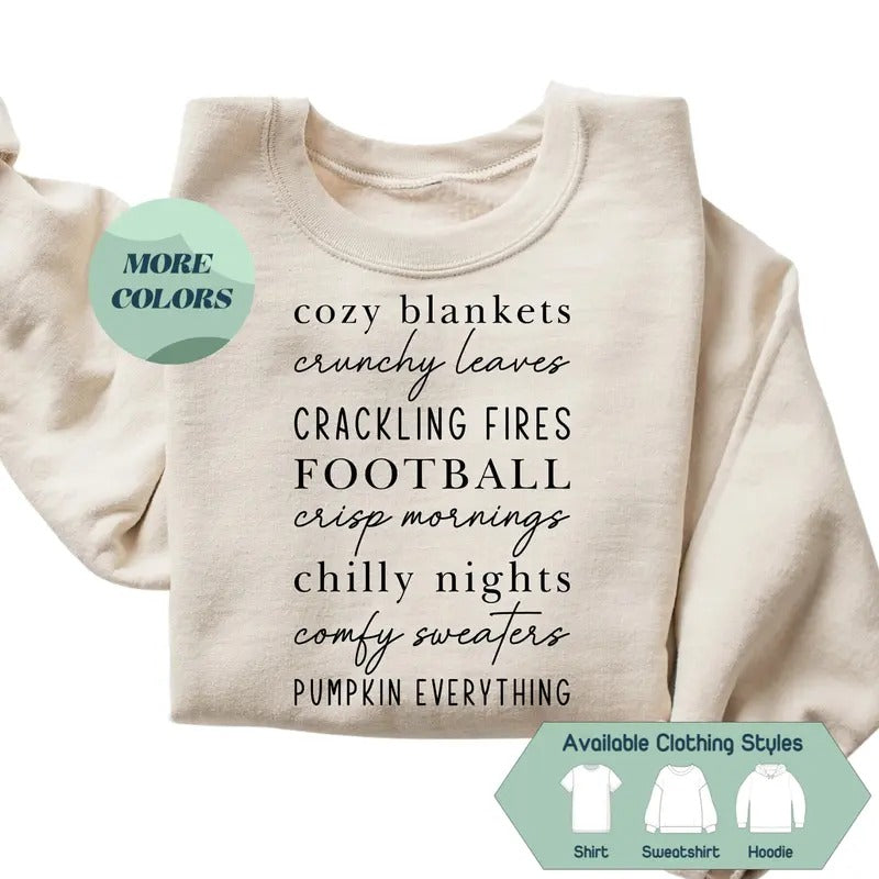 Cozy Blankets & Crunchy Leaves Sweatshirt, Women's Fall & Halloween Sweater, Perfect for Thanksgiving & Autumn, Trending...