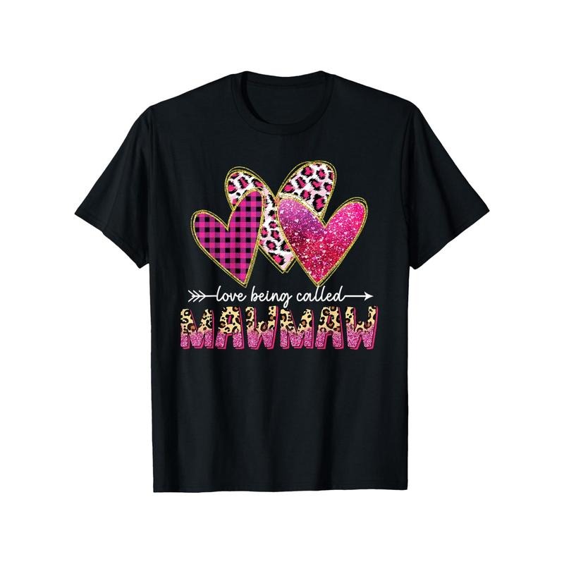 [Cozy Comfort] Love Being Called Mawmaw" Grandma T-Shirt - 100% Cotton, Soft & Breathable, Black with Heart Design,...