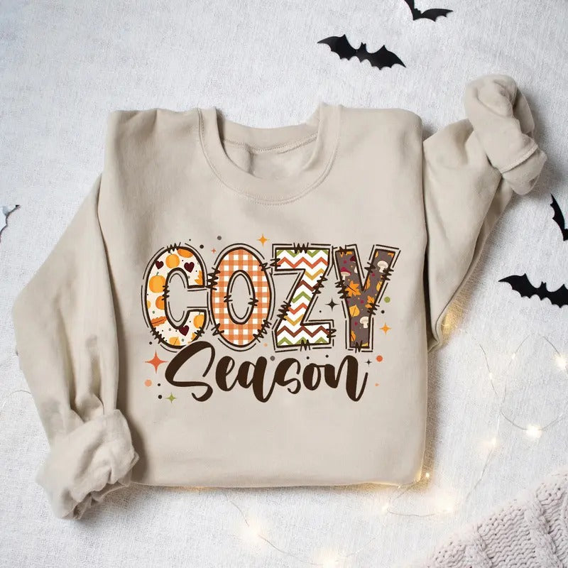 Cozy Season Sweatshirt, Autumn Fall Thanksgiving Sweater, Autumn Shirt, Thanksgiving Shirt, Fall Graphic Tee, Retro...