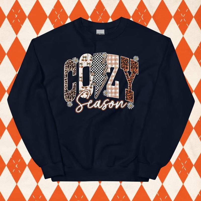 Cozy Season Sweatshirt, Fall and Autumn Crewneck, Retro Print, Trendy Oversized Fit, Unisex Sweatshirt Shirt Hoodie