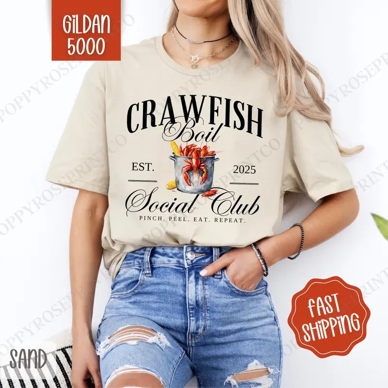 Crawfish Boil Social Club Gildan Crawfish Season Cute Plus Sizes Shirt Hoodie Sweatshirt