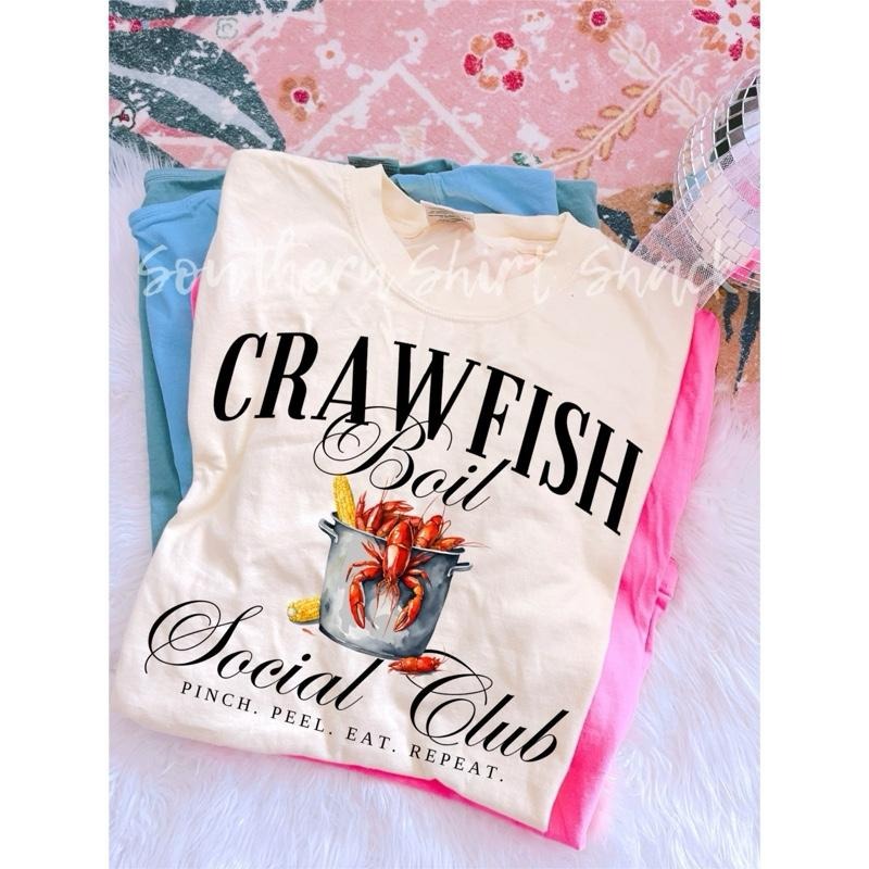 Crawfish Boil Social Club T shirt  | Ivory comfort colors t shirt top Hoodie Sweatshirt | PrintMintTees.com