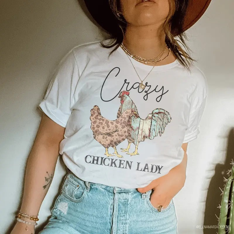 Crazy Chicken Lady   -   T-Shirt Womenswear Comfort Top Hoodie Sweatshirt | PrintMintTees.com