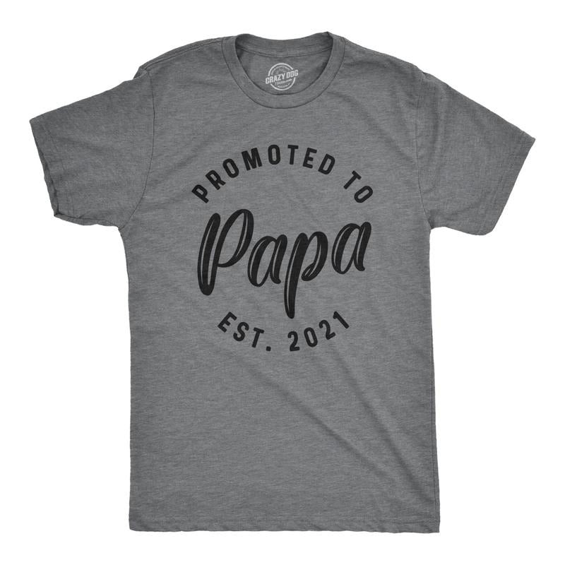 Crazy Dog Mens Promoted To Papa 2024 2023 2022 2021 Graphic T Shirt New Baby Family Tee Hoodie Sweatshirt | PrintMintTees.com