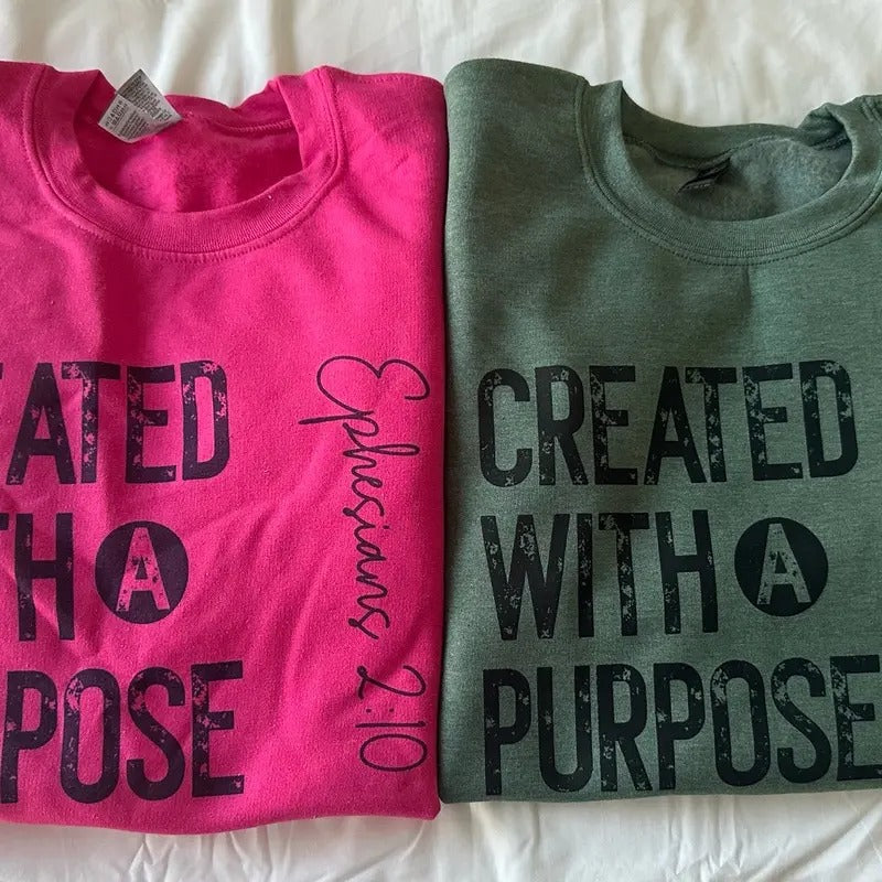 Created With a Purpose Christian Sweatshirt Comfy Sweatshirt Shirt Hoodie | PrintMintTees.com