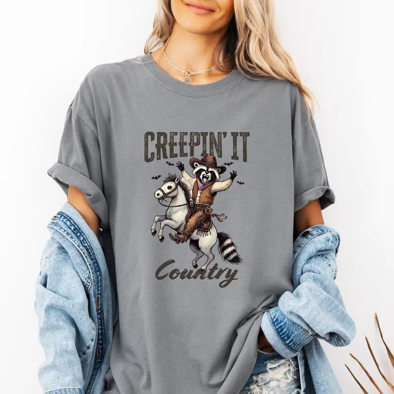 Creepin' it Country Racoon custom colors tee shirt Casual Hoodie Sweatshirt | PrintMintTees.com