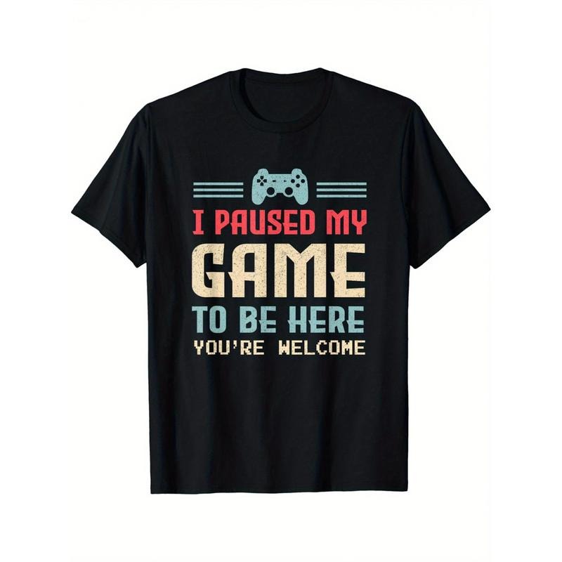 Crew neck game print men's summer short-sleeved sports T-shirt, comfortable and versatile220g made in usa Hoodie Sweatshirt
