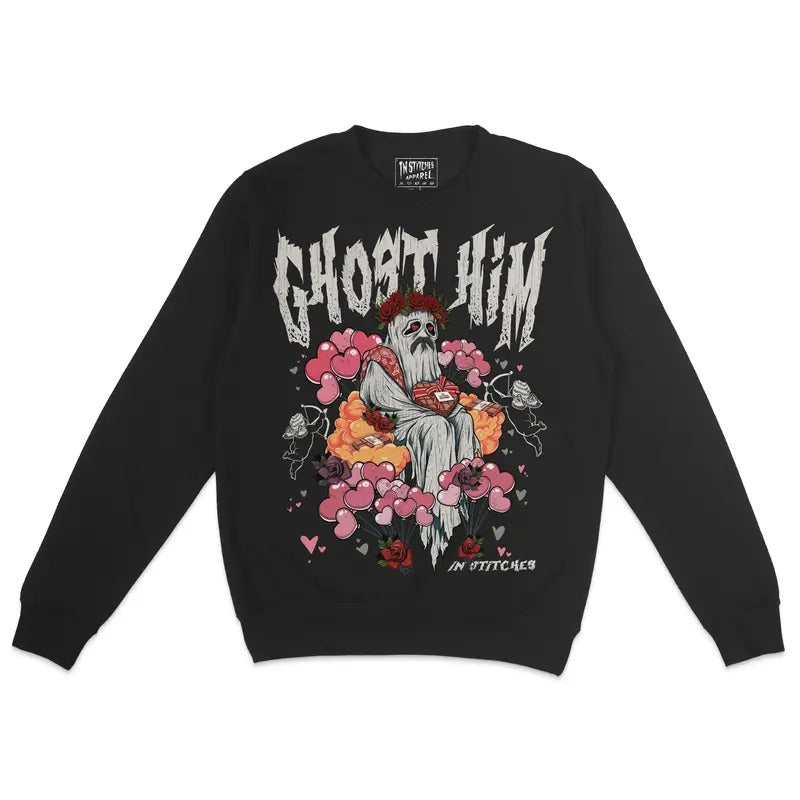 Crewneck Sweatshirt - Ghost Him for Valentines Day, Unisex, Sweater Shirt Hoodie | PrintMintTees.com