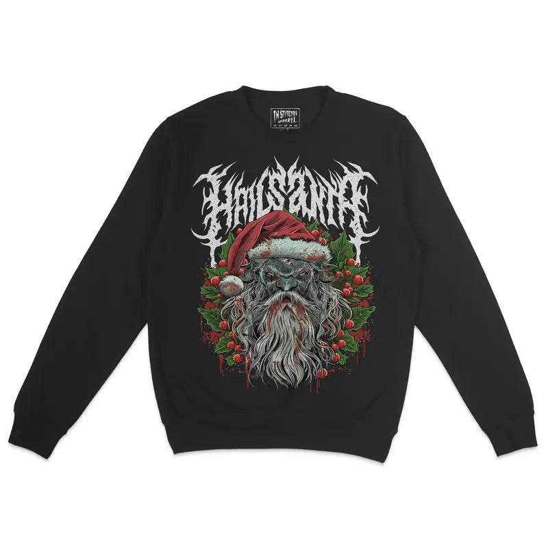 Crewneck Sweatshirt - Hail Santa, Spooky X-Mas, Unisex, Sweater Shirt Hoodie | PrintMintTees.com