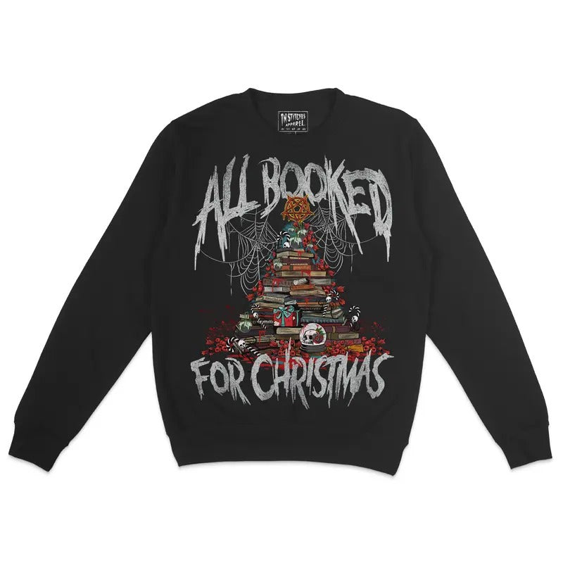 Crewneck Sweatshirt -All Booked for Christmas, Holiday Wear, Unisex, Longe Sleeve Shirt Hoodie | PrintMintTees.com