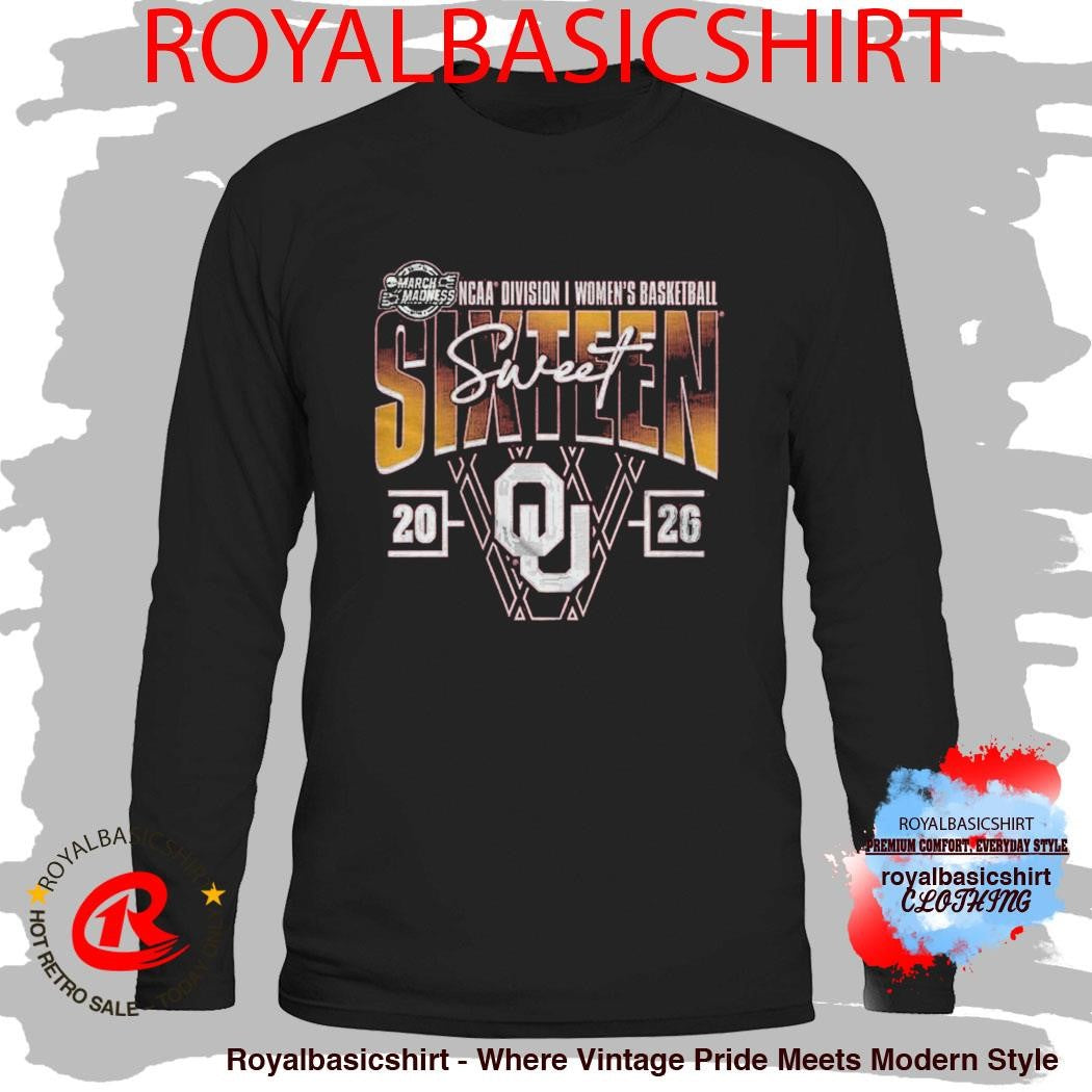 Crimson Oklahoma Sooners Women’s Basketball 2026 NCAA March Madness Sweet 16 T-Shirt