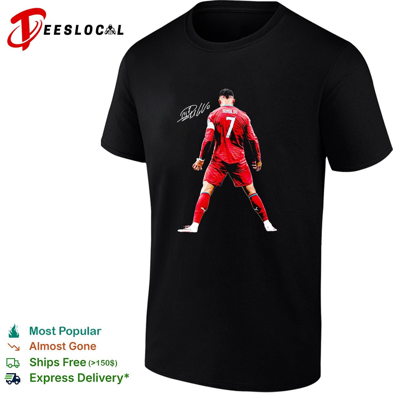 Cristiano standing with siu pose I’m Back singature shirt