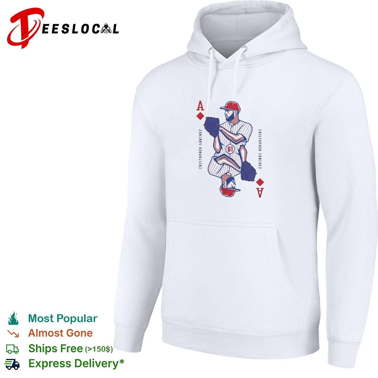 Cristopher Sanchez Philadelphia Phillies holding baseball ace of diamonds shirt