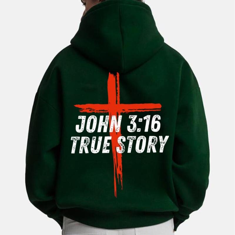 Cross & John 316 True Story Graphic Hoodie Fleece Fabric Casual Hooded Sweatshirt Trendy Tops Perfect Gift Shirt