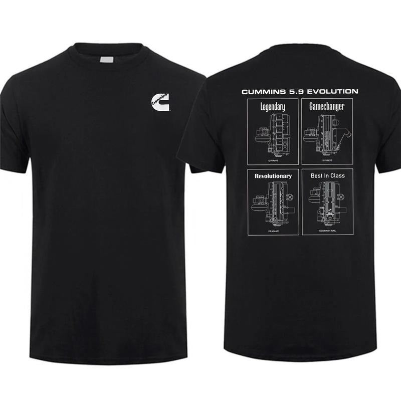 Cummins 59 Evolution 2-sided Shirt Car Parts Shirt 90s Styled Ram Shirt Car Lover Men Cotton, Menswear Car Parts Short...
