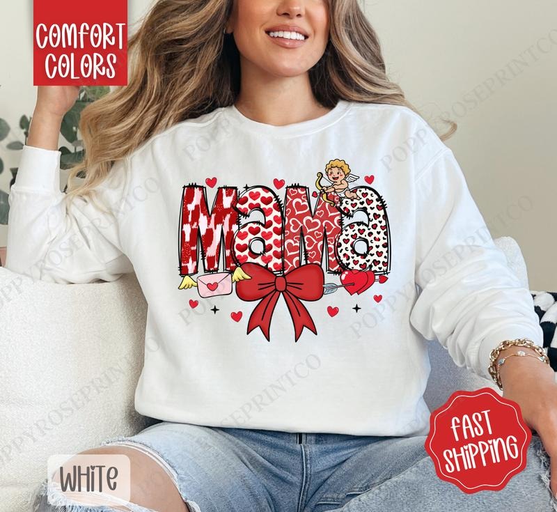 Cupid Mama Comfort Colors Sweatshirt, Valentine's Day Women's Crewneck, Cute Women's Sweater T-Shirts, Hoodie