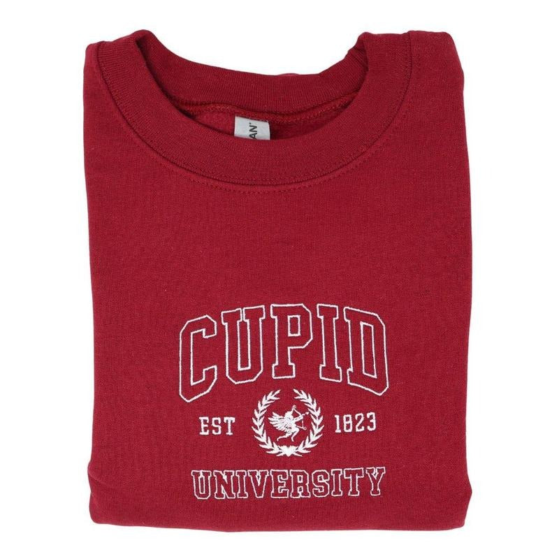 Cupid University Embroidered Sweatshirt Fit Womenswear T-Shirts, Hoodie | PrintMintTees.com