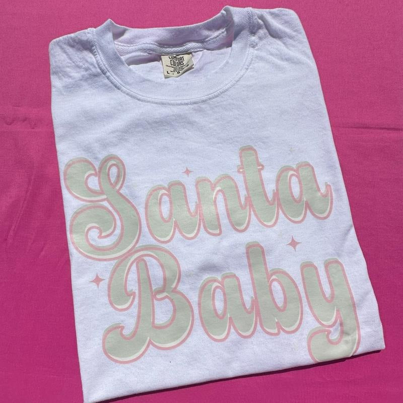 Cursive Santa Babe Comfort Colors T-Shirt 'NLB' Hoodie, Sweatshirt | PrintMintTees.com