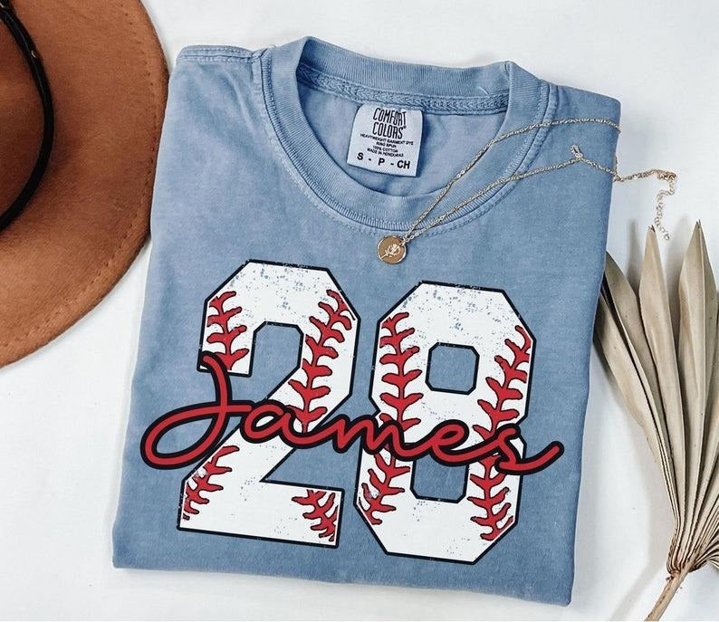 Custom Baseball Number Shirt, Comfort Colors Baseball Tee, Personalized Baseball Player Shirt, Baseball Fan Gift, Sports...