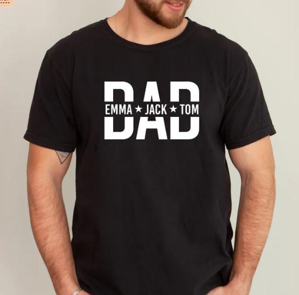 Custom Dad Shirt With Kids Names, Dad T-Shirt, Personalized Dad Shirt, Daddy Shirt, Birthday Gift Dad Tee Hoodie Sweatshirt