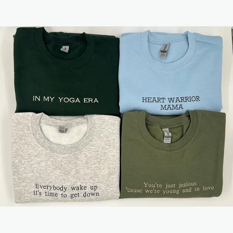 Custom Embroidered Sweatshirt, Custom Embroidered Hoodie, Personalized Crewneck, Gift for Bride, Custom Text Sweatshirt,...