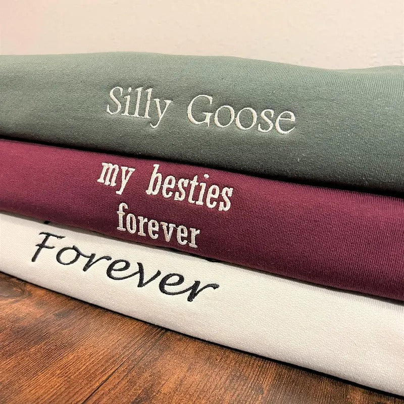 Custom Embroidered Sweatshirt, Personalized Crewneck, Personalized Gift for Bride, Custom Text Sweatshirt, Gift For Her,...