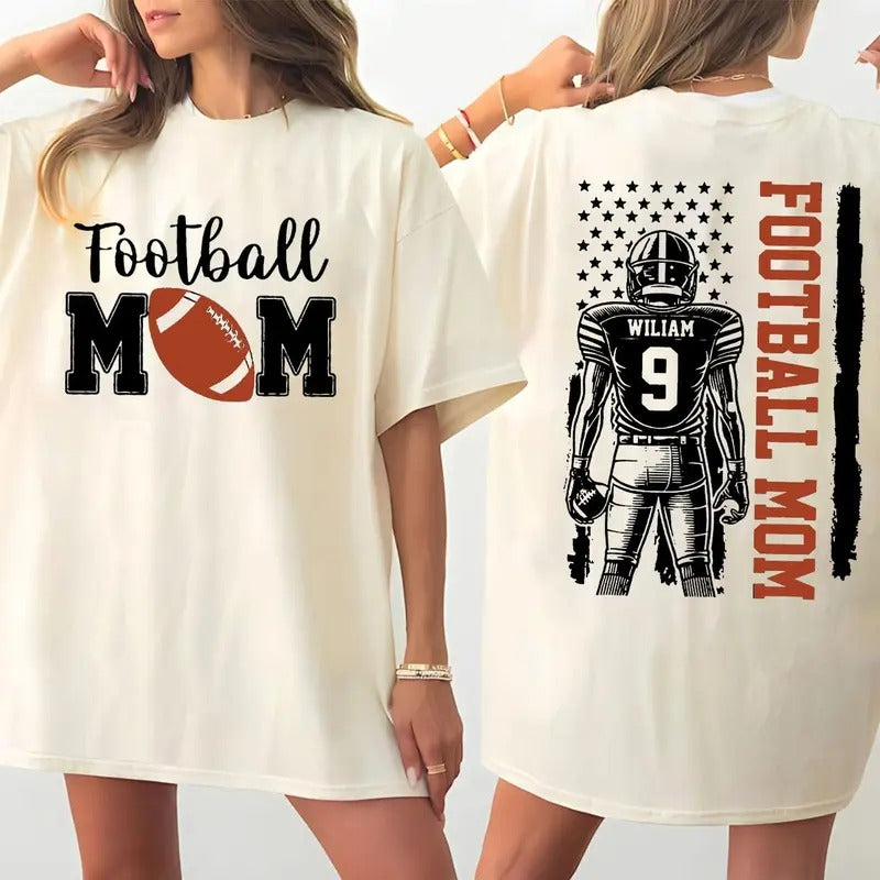 Custom Football Mom 2 Sides Shirt Retro Sports Unisex Streetwear For Men For Women Hoodie Sweatshirt | PrintMintTees.com
