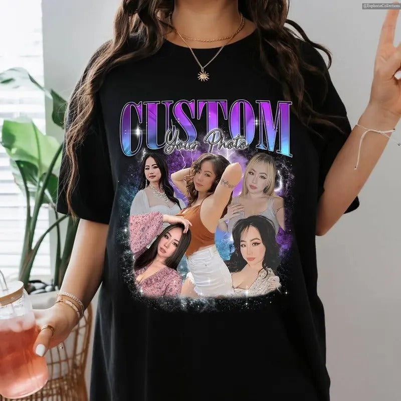 Custom Girlfriend T-Shirt, Custom Bootleg Rap Tee, Shirt with Face Photo Vintage T Shirts, Bachelorette Surprise,...