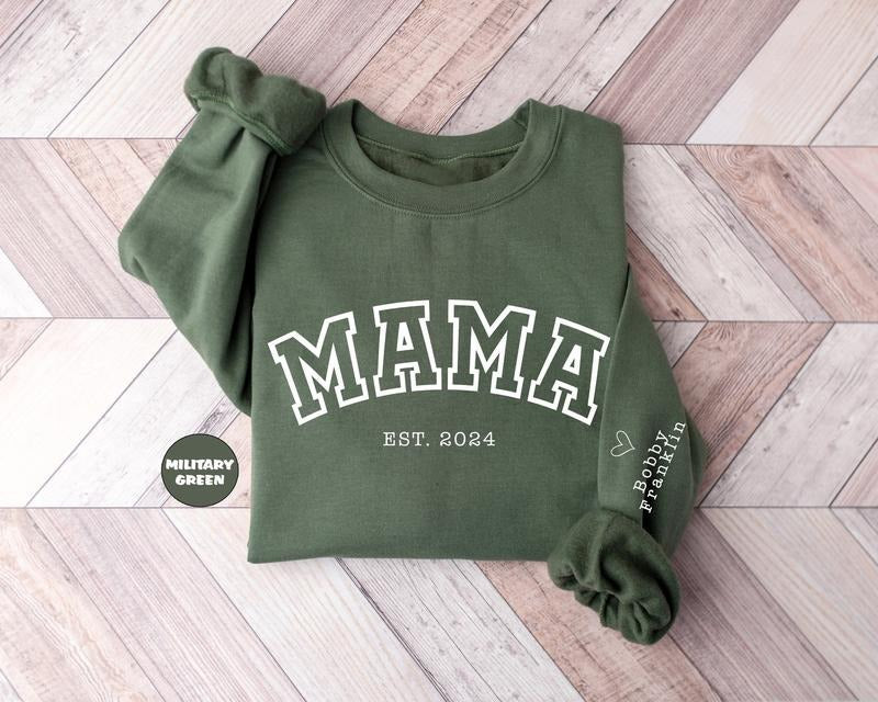 Custom Mama Sweatshirt With Children Names And Date, Personalized Mama Sweatshirt, Cute Mom To Be Outfit, Momma...
