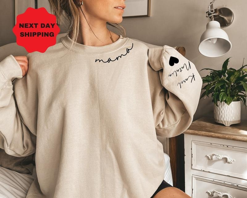 Custom Mama Name Sleeve Mama Custom Personalized Mom Minimalist Momma Personalized Shirt T-Shirts, Hoodie, Sweatshirt