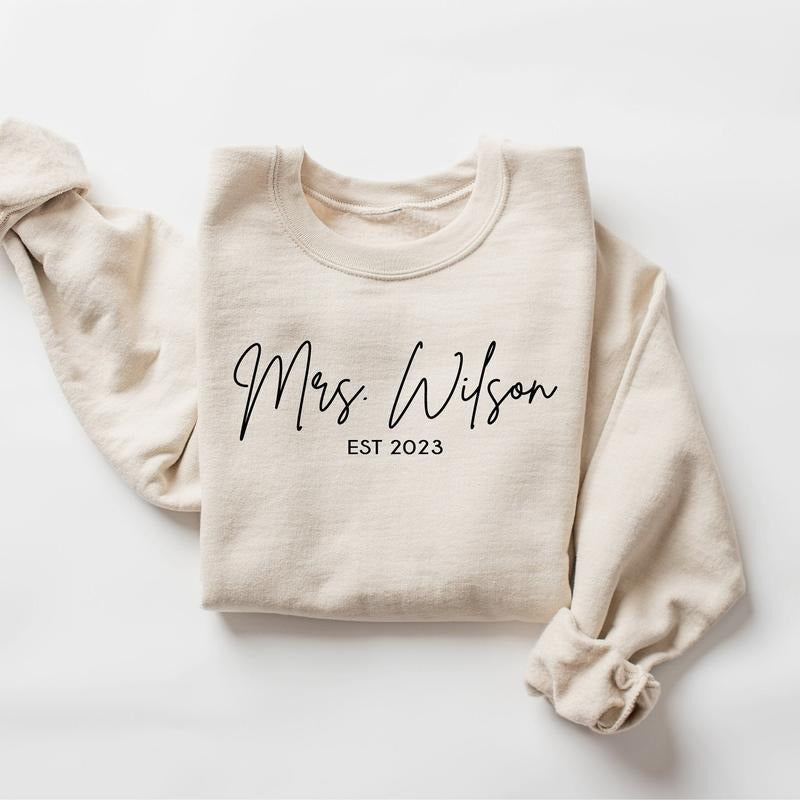 Custom Mrs Sweatshirt, Mrs Personalized Last Name Sweatshirt, Bride To Be Gift, Custom Bridal Gift, Future Mrs, Gift for...