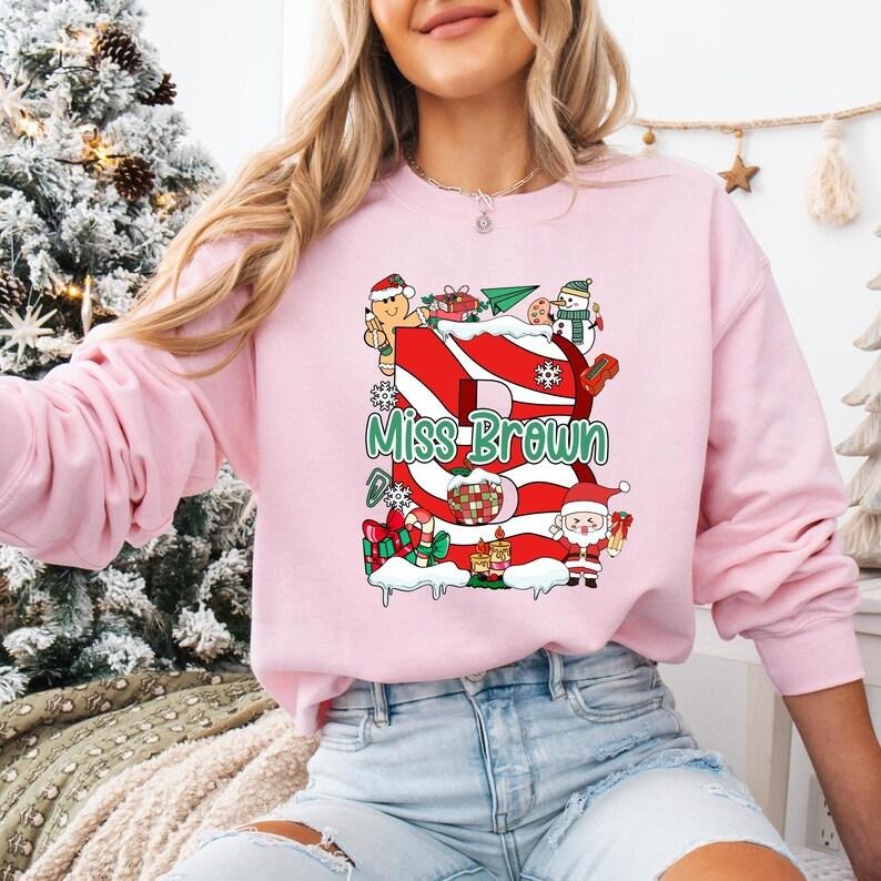 Custom Name Teacher Christmas Sweatshirt, Very Merry Teacher T-shirt, Christmas Teacher Life Hoodie, Merry Christmas...
