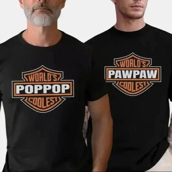 Custom Name World's Coolest Grandpa Shirt, Grandpa Nickname Gift Motorcycle Dad Shirt Father's Day Tee Birthday Gift