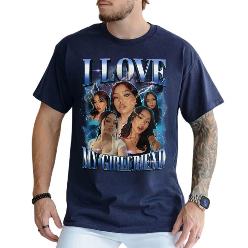 Custom Photo I Love My Girlfriend Bootleg Shirt, I Love My Gf Top, Vintage Rap Tees, Valentine's Day Gifts for Boyfriend,...