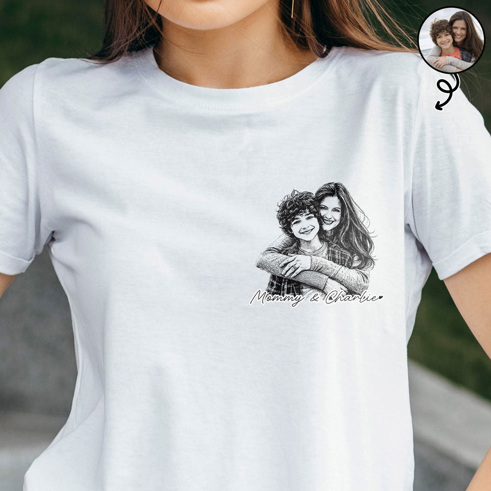 Custom Photo Pencil Sketch Best Dad Grandpa Ever Family Portrait - Personalized T Shirt