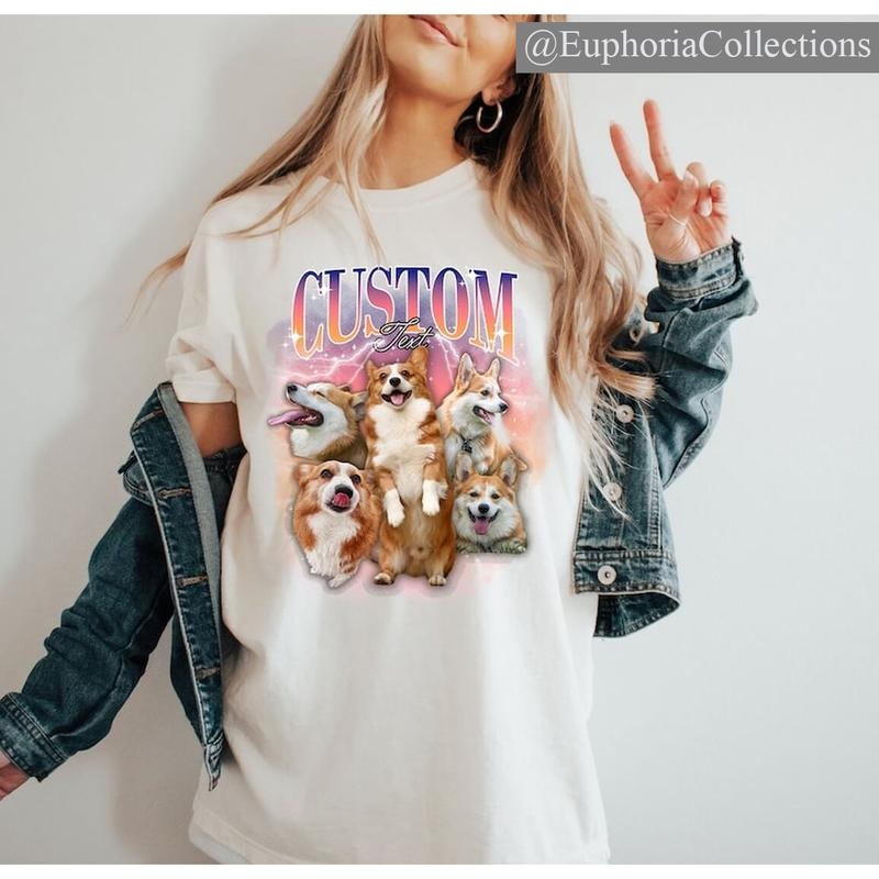 Custom Retro Dog Cat Shirt, Personalized Pet Tee, Custom Photo Vintage 90s Graphic, Bootleg Rap Dog Shirt, Custom Design...